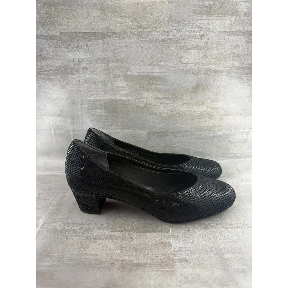 Rockport Total Motion Black Snakeskin Leather Pumps V81086 Women Sz 9.5 M